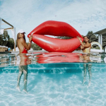 Inflatable red lips floating row swimming ring